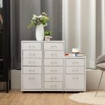 HollyHOME 3-Drawer Mobile Classification Storage Cabinet, Under Desk Mini File Cabinet, Metal Storage Cabinet with Casters for Home and Office, Blue - Image 9
